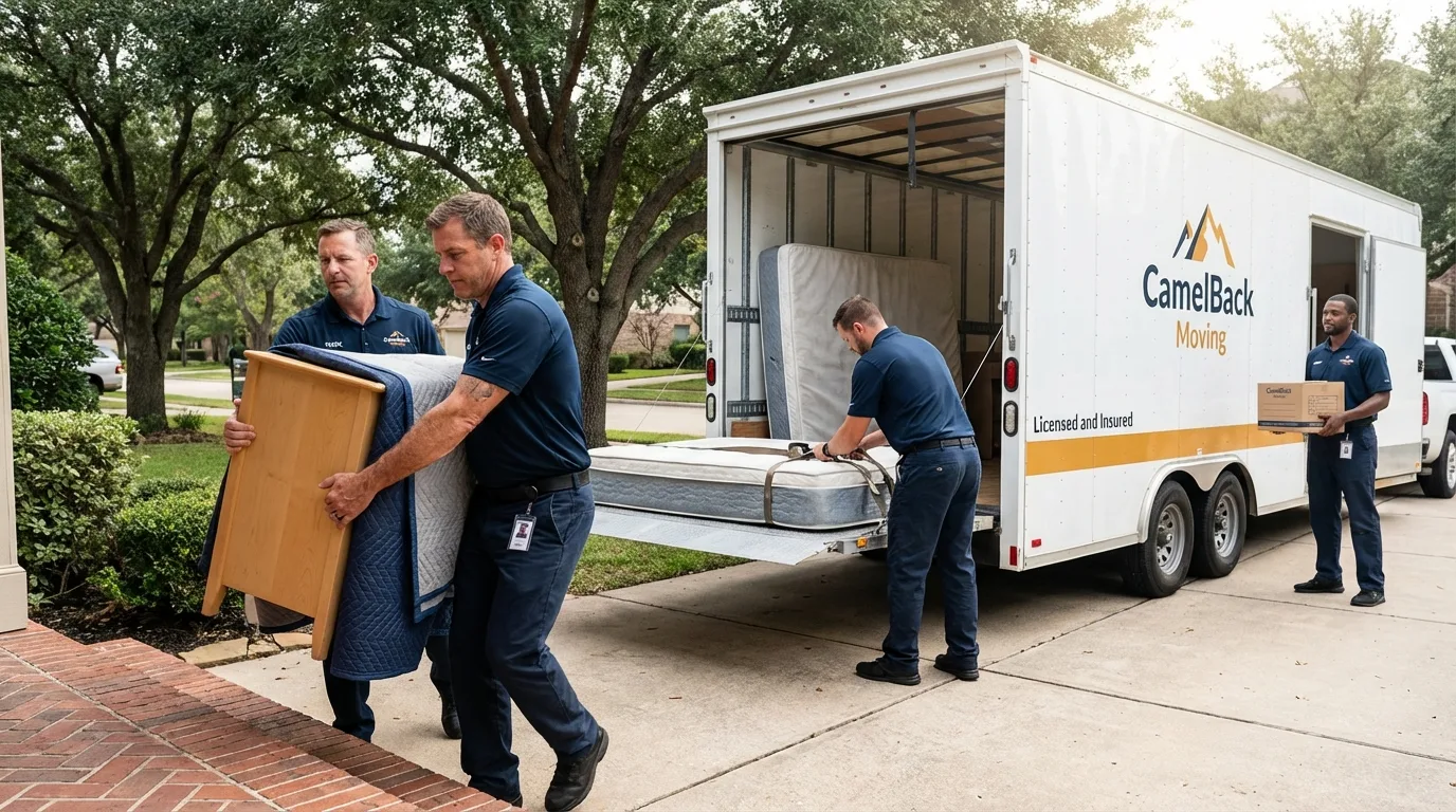 Crew loading residential truck for cross-state move from Burt, MI