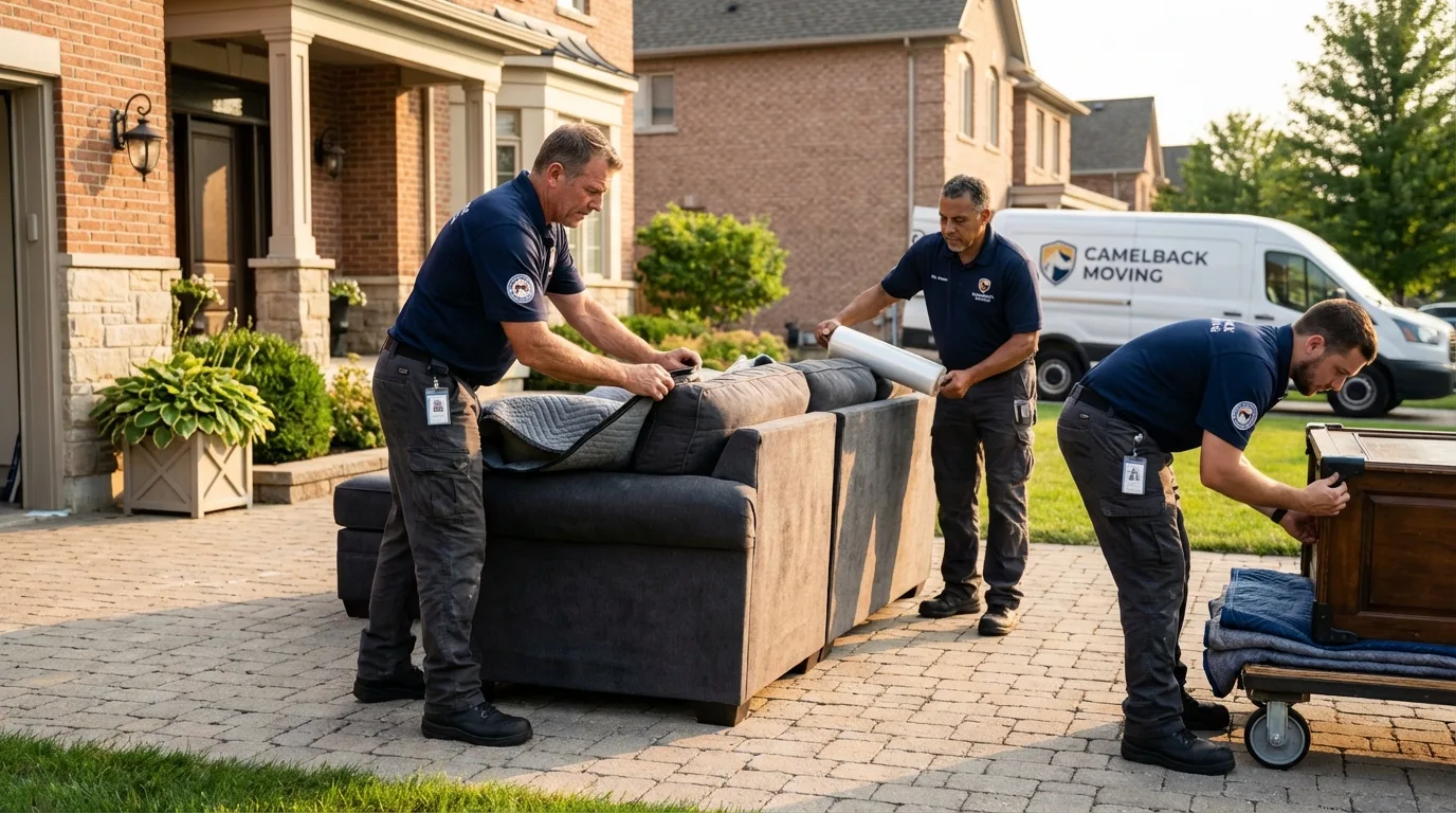 Large estate moving crew wrapping furniture in Burt, MI